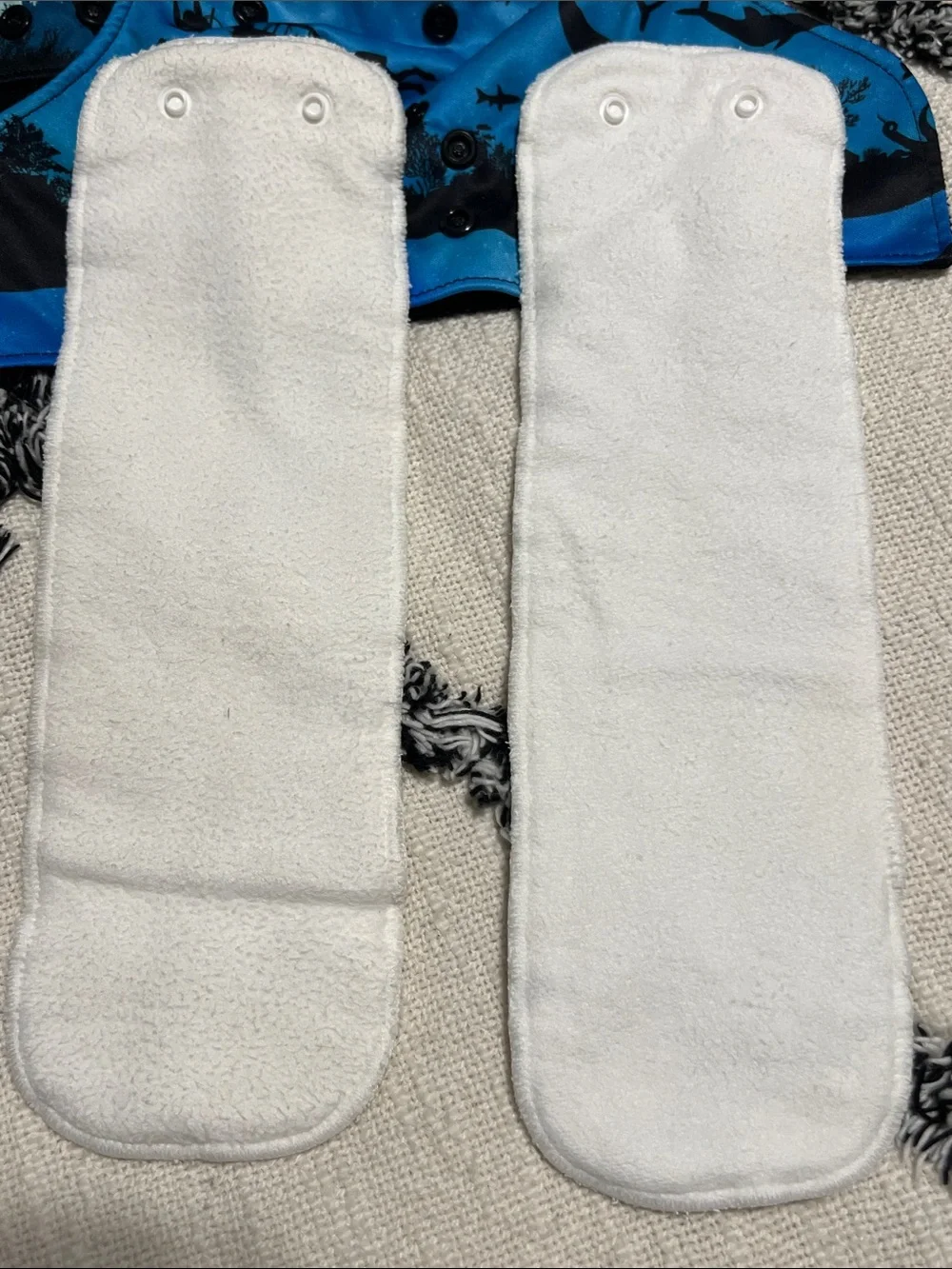 Two Nicki’s One Size Snap Pocket Diapers with 5 Inserts (3 are Charlie Banana)